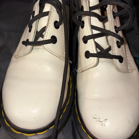 Dr. Martens White Leather Combat Boots - Picture 3 of 9